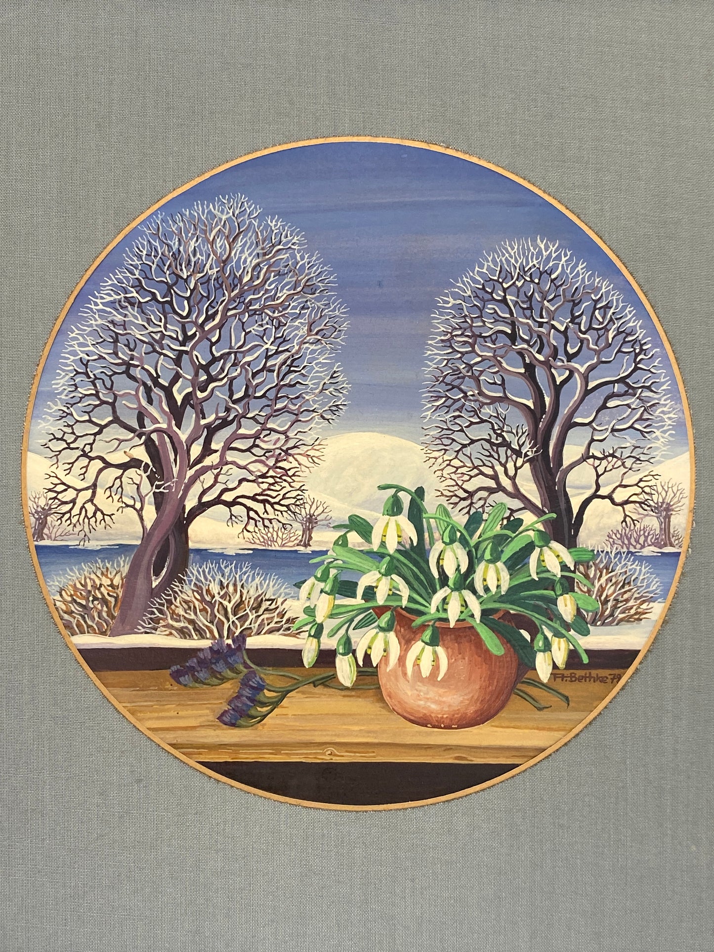Naive Gemäldereihe "Jahreszeiten" in Rahmen von A. Bethke, 1979