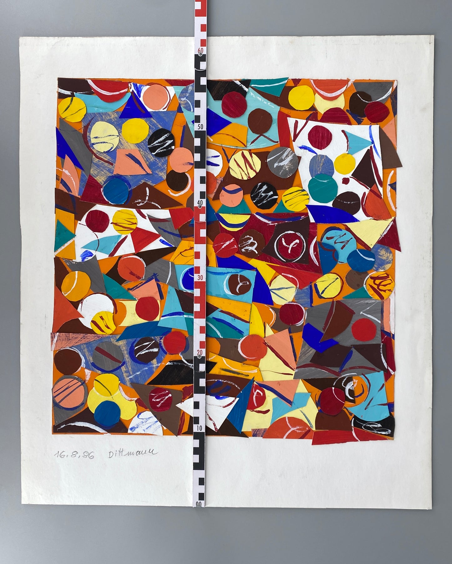 Dynamische / kinetische Collage von Helmut Dittmann (1931–2000) mit Signatur und Nachlassstempel, 1986