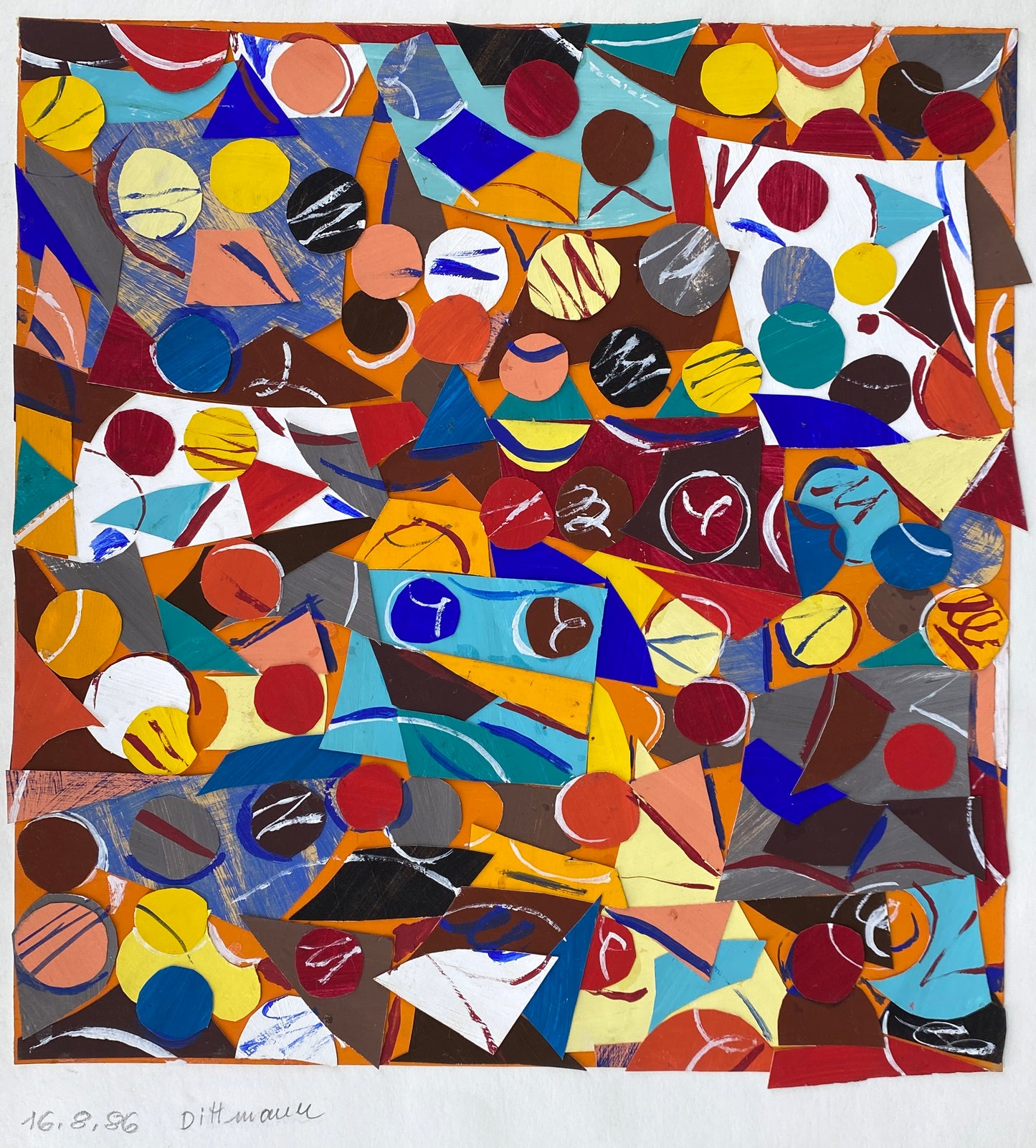 Dynamische / kinetische Collage von Helmut Dittmann (1931–2000) mit Signatur und Nachlassstempel, 1986