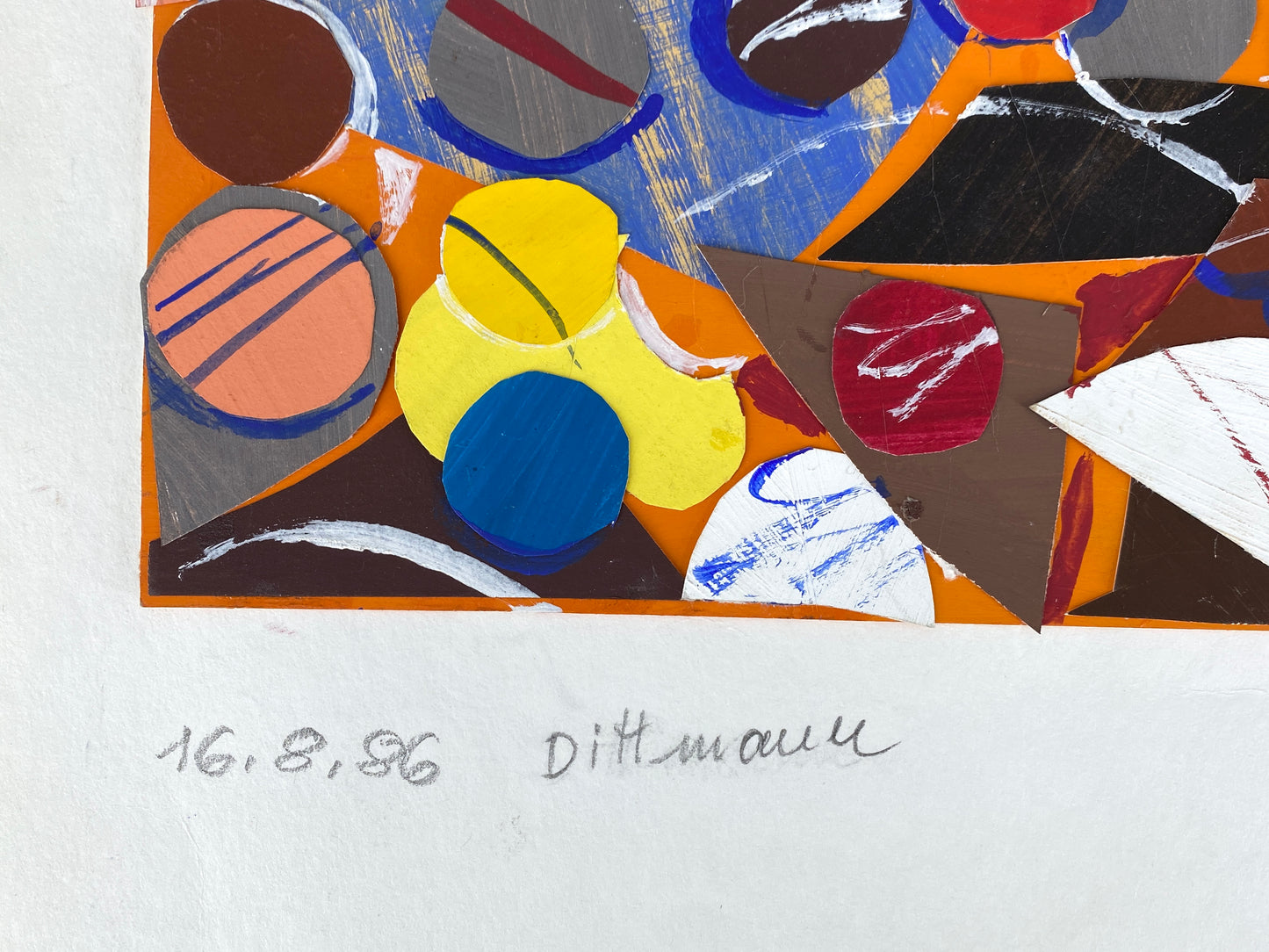 Dynamische / kinetische Collage von Helmut Dittmann (1931–2000) mit Signatur und Nachlassstempel, 1986
