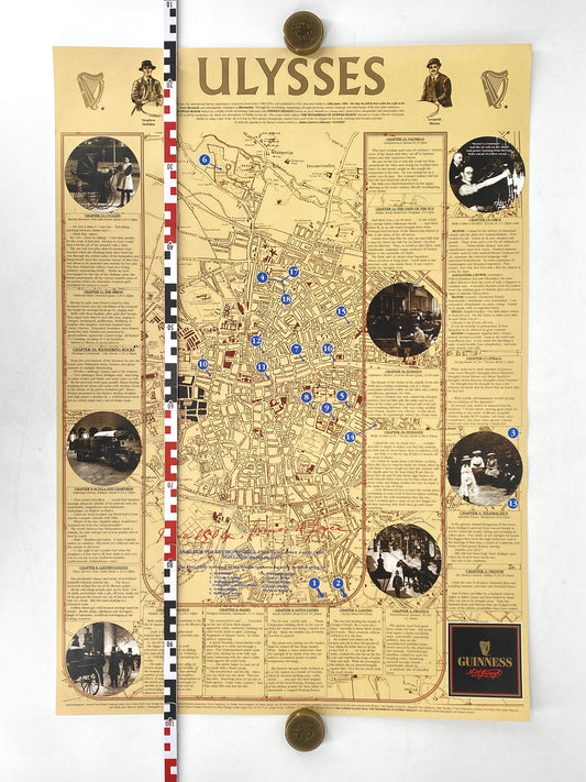 Literaturgeschichtliches Plakat / Poster "The Wanderings of Leopold Bloom (Rundgang auf den Spuren von Leopold Bloom)" aus Irland, 1996