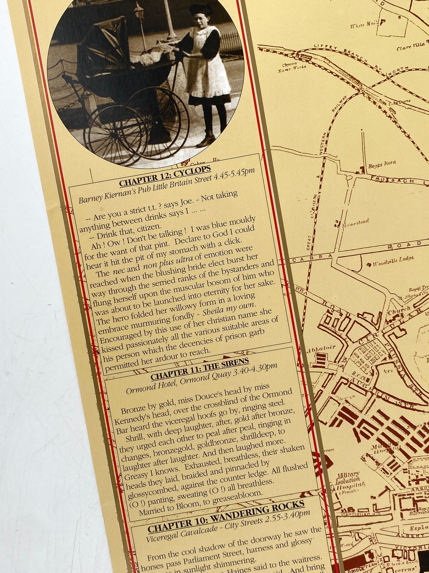 Literaturgeschichtliches Plakat / Poster "The Wanderings of Leopold Bloom (Rundgang auf den Spuren von Leopold Bloom)" aus Irland, 1996