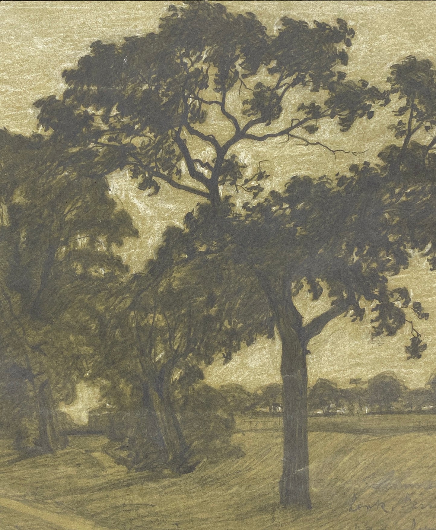 Bleistiftzeichnung "Park, Dessau" von Martin Lehmann (1884–1949/1950) aus dem Jahr 1900