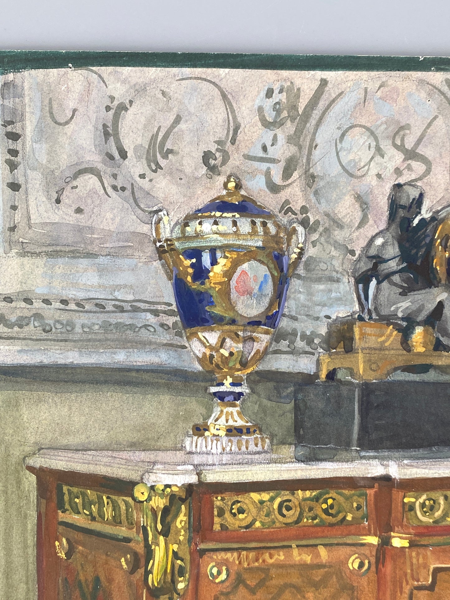Detailreiches Gouache-Gemälde von Lehmann Steglitz, 1910er Jahre, Unikat