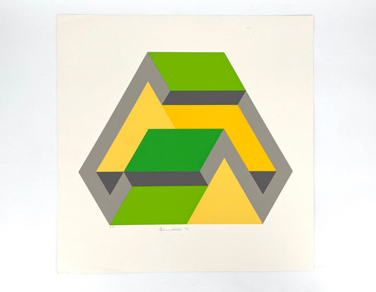 Nummerierter Farbsiebdruck aus der Serie "Duales Objekt" von Ernst Helmstädter (1924‒2018), 1973