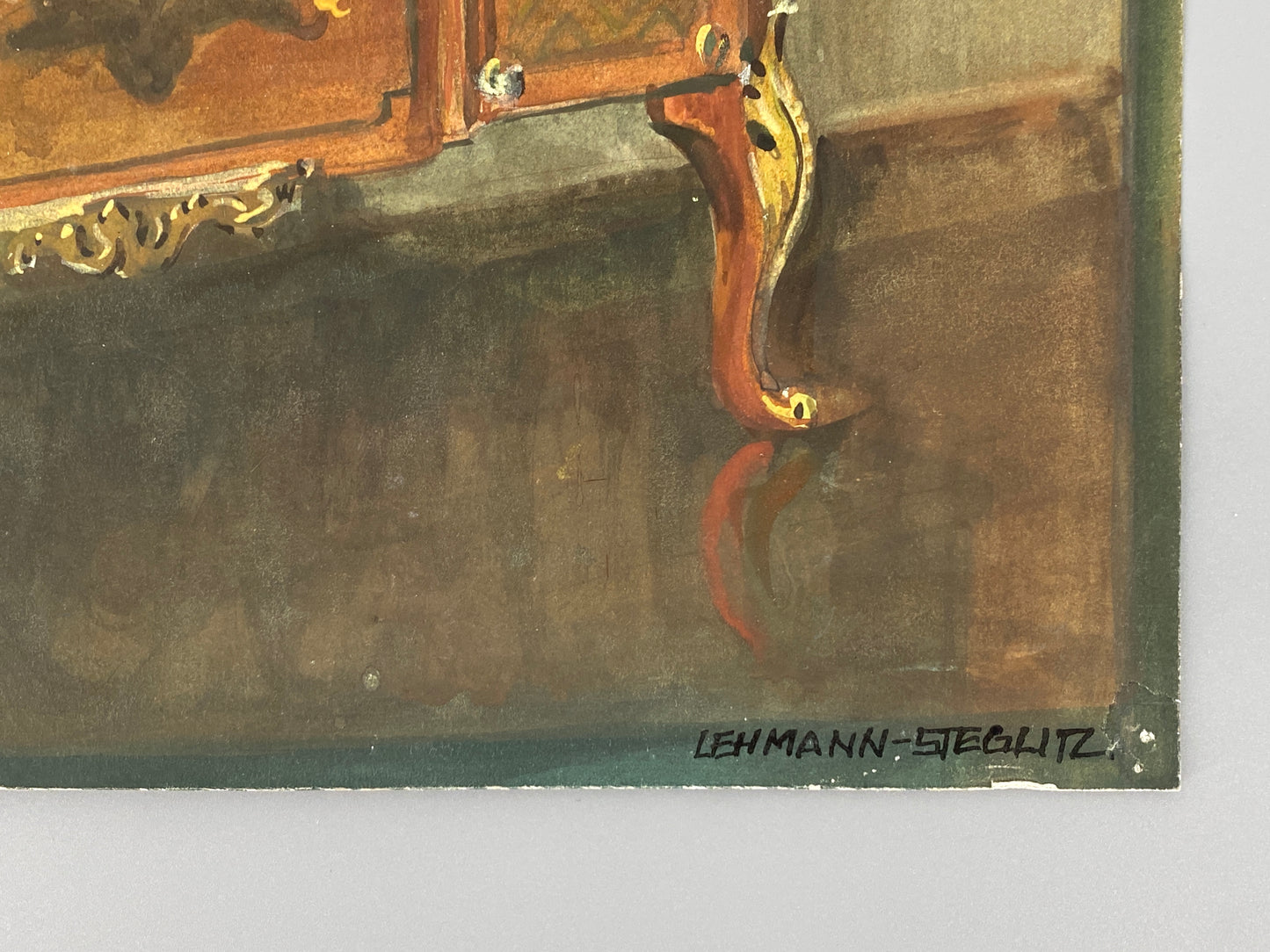 Detailreiches Gouache-Gemälde von Lehmann Steglitz, 1910er Jahre, Unikat