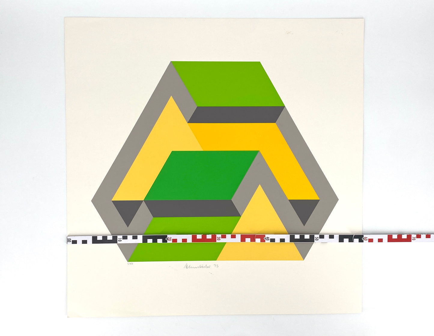 Nummerierter Farbsiebdruck aus der Serie "Duales Objekt" von Ernst Helmstädter (1924‒2018), 1973