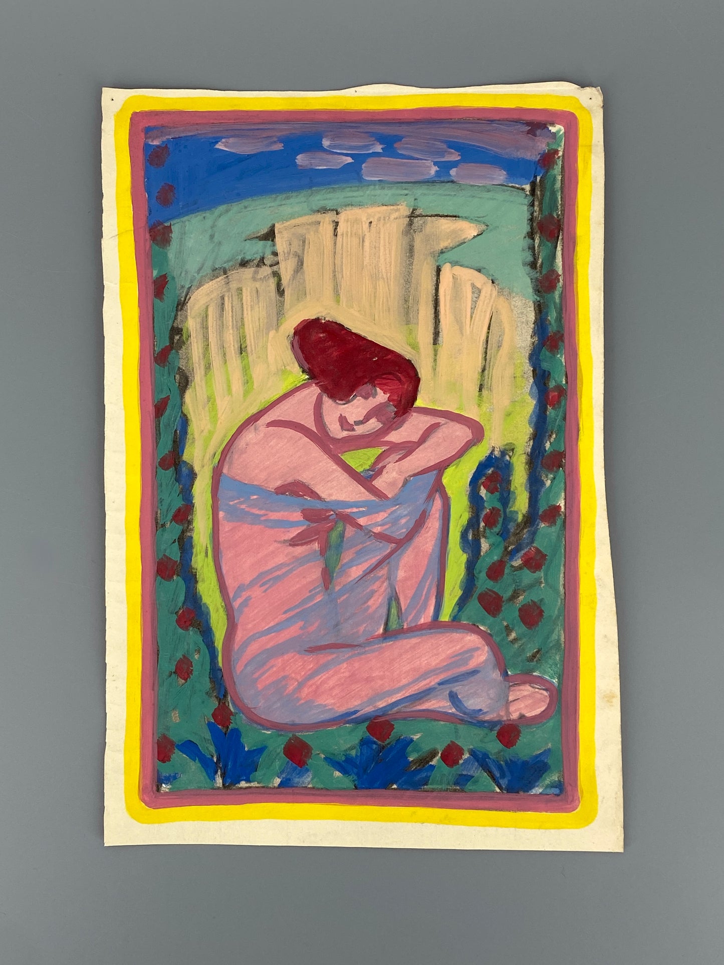 Jugendstil Gemälde (Farbentwurf) von Lehmann Steglitz, 1910er Jahre, Unikat