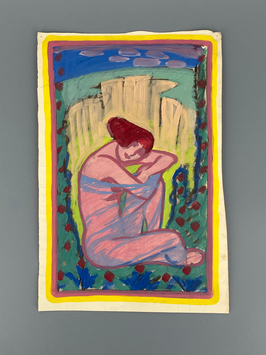Jugendstil Gemälde (Farbentwurf) von Lehmann Steglitz, 1910er Jahre, Unikat