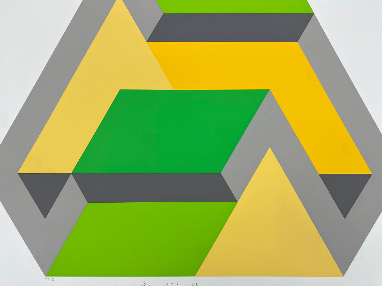 Nummerierter Farbsiebdruck aus der Serie "Duales Objekt" von Ernst Helmstädter (1924‒2018), 1973