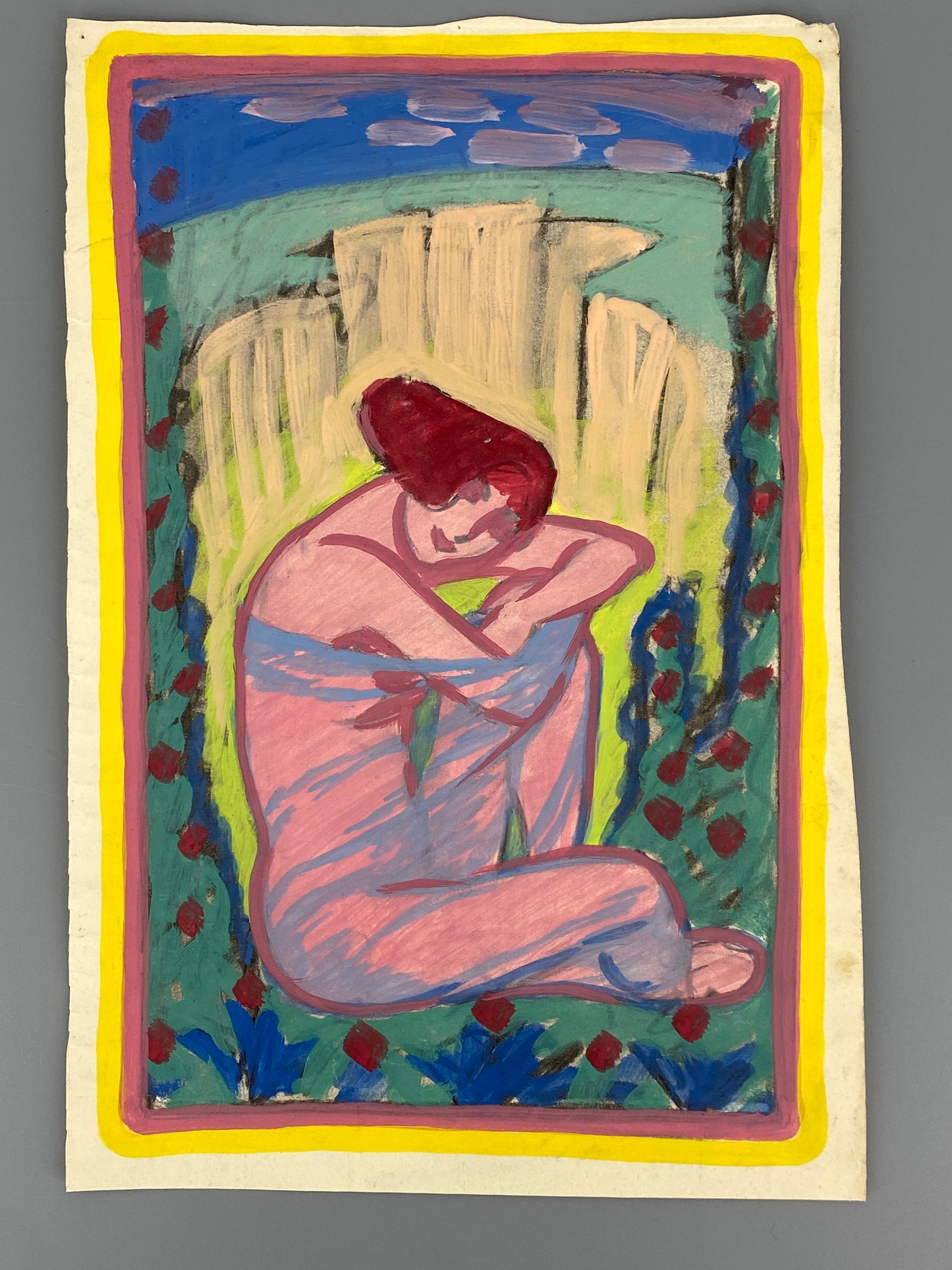 Jugendstil Gemälde (Farbentwurf) von Lehmann Steglitz, 1910er Jahre, Unikat