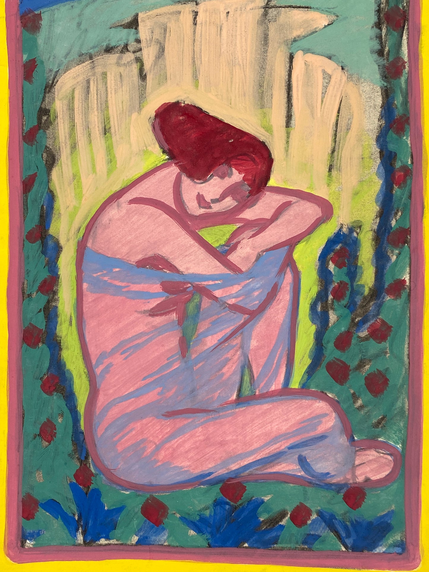 Jugendstil Gemälde (Farbentwurf) von Lehmann Steglitz, 1910er Jahre, Unikat