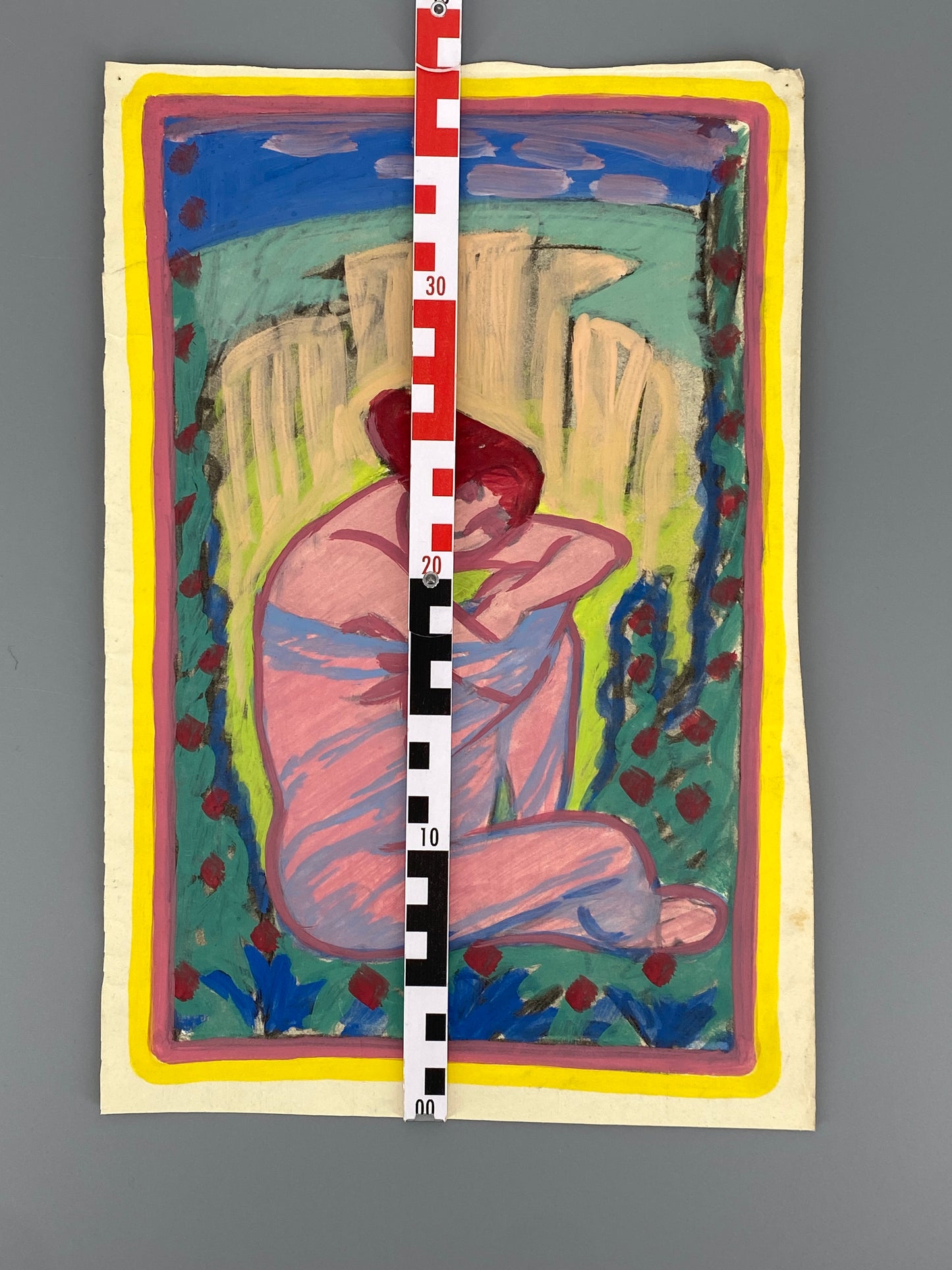 Jugendstil Gemälde (Farbentwurf) von Lehmann Steglitz, 1910er Jahre, Unikat