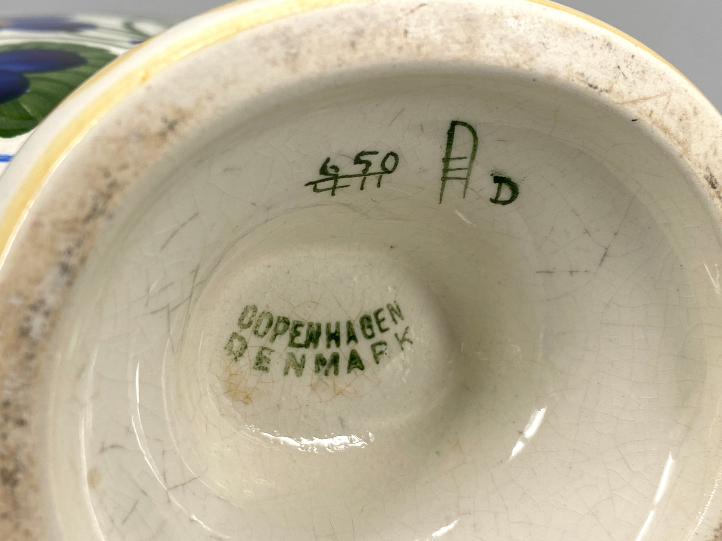 schöne handbemalte Steckvase von Aluminia, Dänemark, 1920er