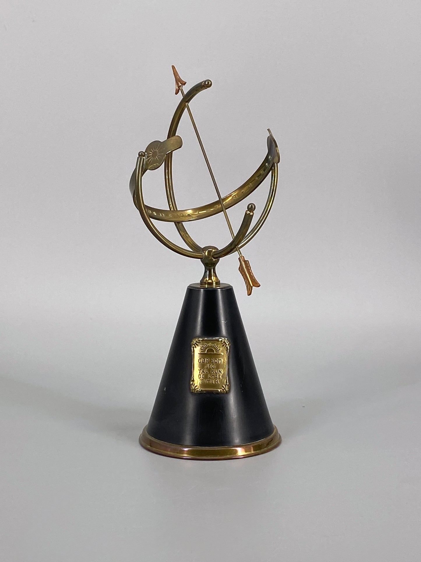 Sonnenuhr Modell aus Messing, Dänemark, 1950er