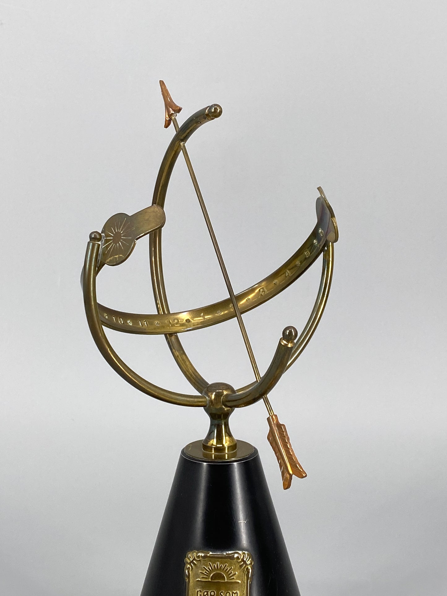 Sonnenuhr Modell aus Messing, Dänemark, 1950er