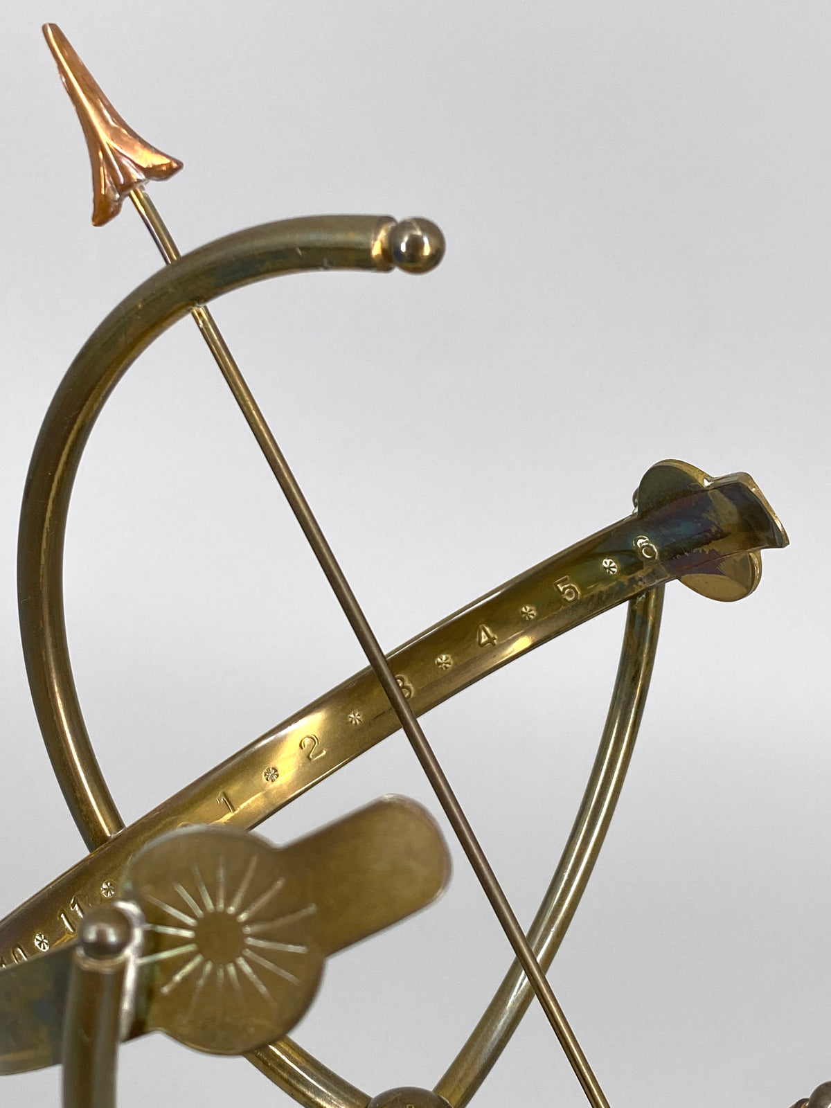 Sonnenuhr Modell aus Messing, Dänemark, 1950er
