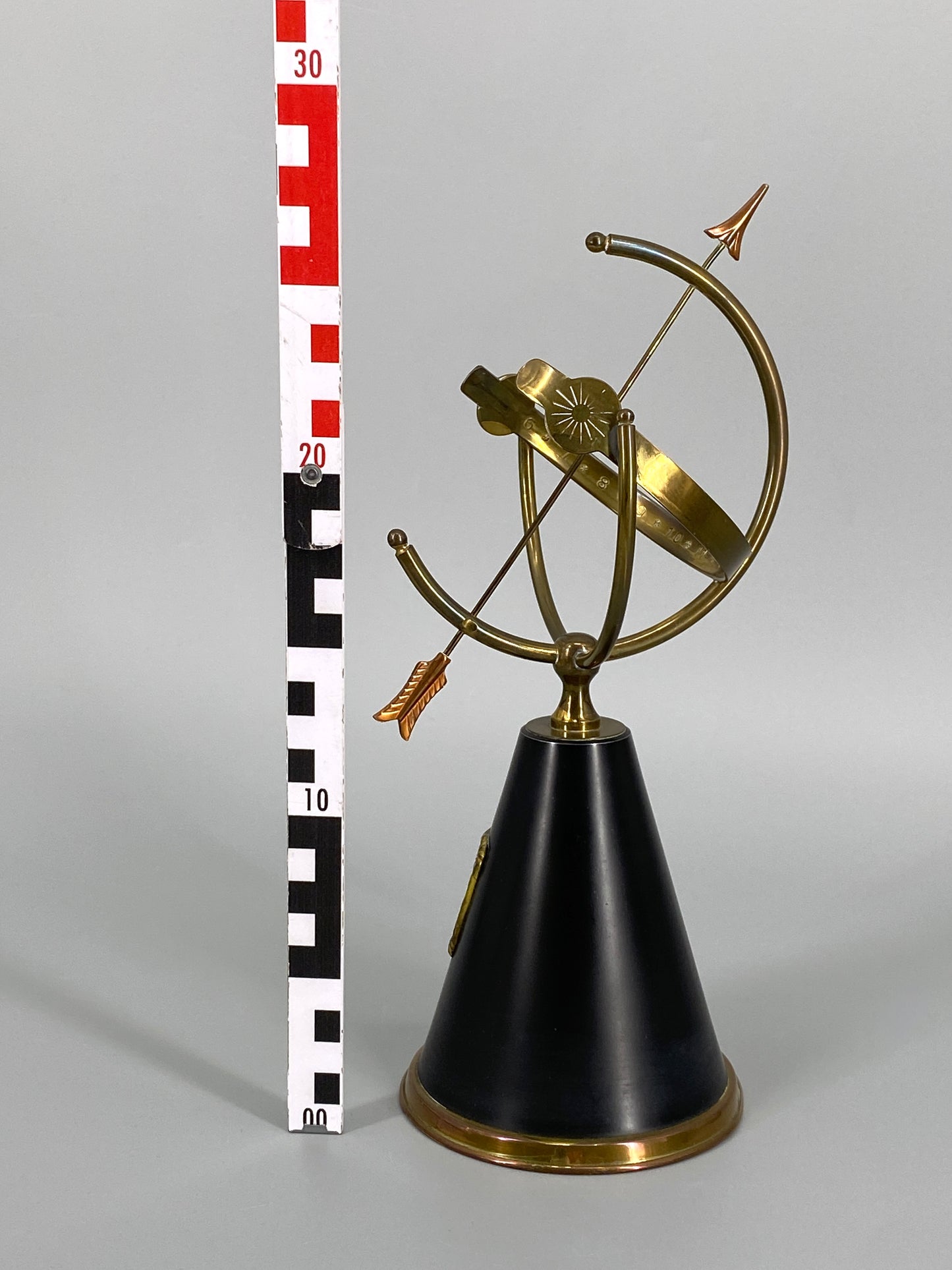 Sonnenuhr Modell aus Messing, Dänemark, 1950er