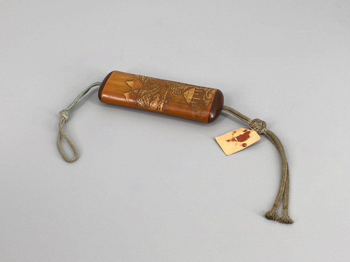antike, chinesische Brille mit Holzetui, China, 19. Jhd