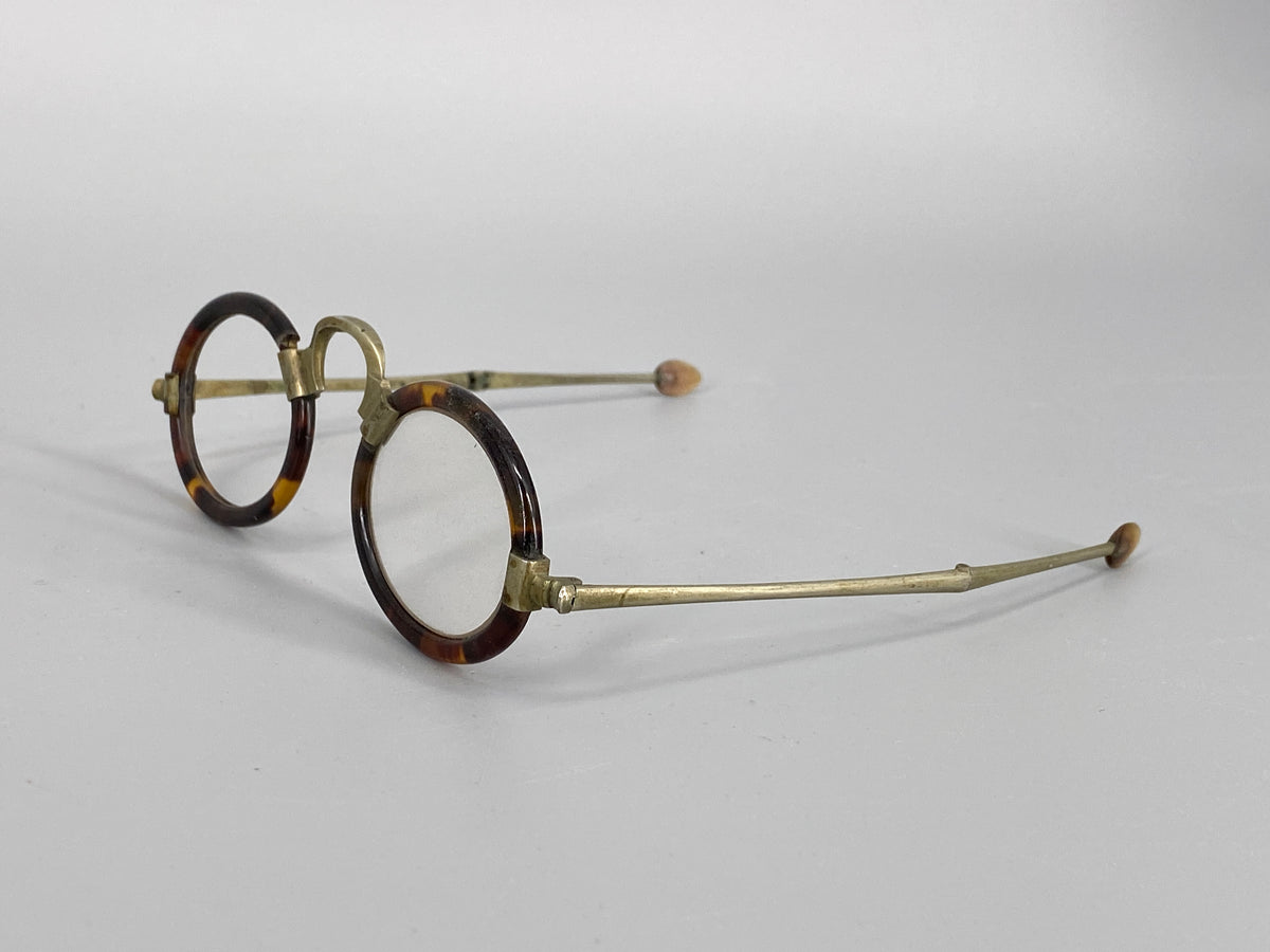 antike, chinesische Brille mit Holzetui, China, 19. Jhd