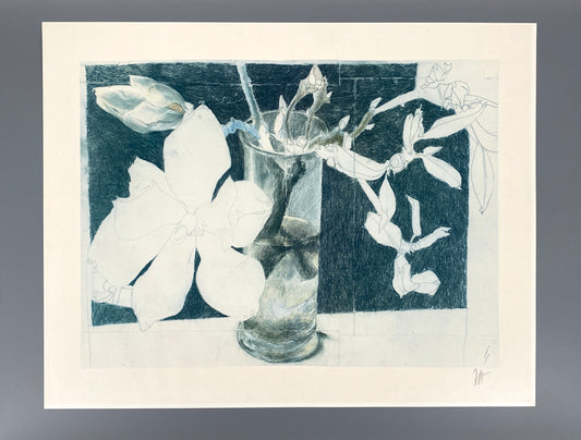 Signierter Offsetdruck "Stilleben in Blau" von Horst Janssen (1929–1995)