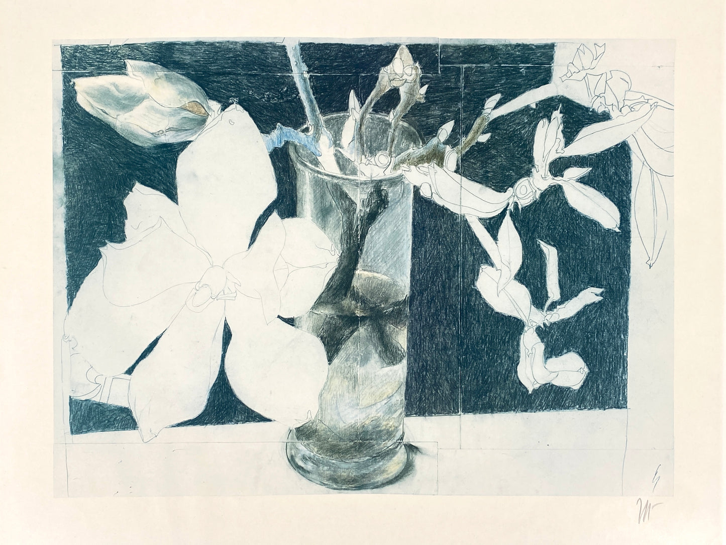 Signierter Offsetdruck "Stilleben in Blau" von Horst Janssen (1929–1995)