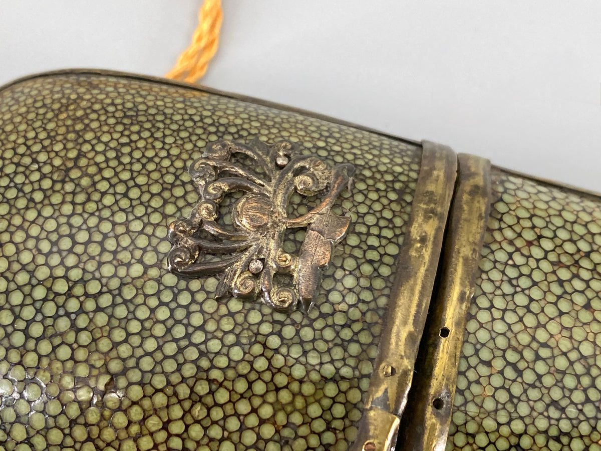 antikes, chinesisches Brillenetui aus Holz und Rochenleder, China, 19. Jhd