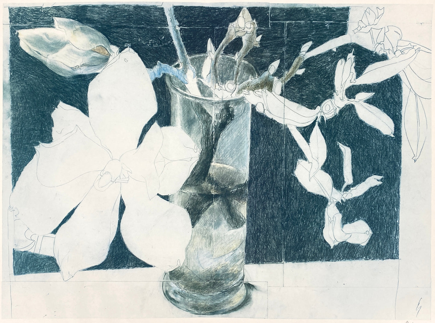 Signierter Offsetdruck "Stilleben in Blau" von Horst Janssen (1929–1995)