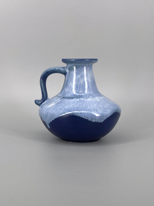 Blaue Vase mit Fat Lava Glasur, mit Henkel, West-Deutschland, 1970er