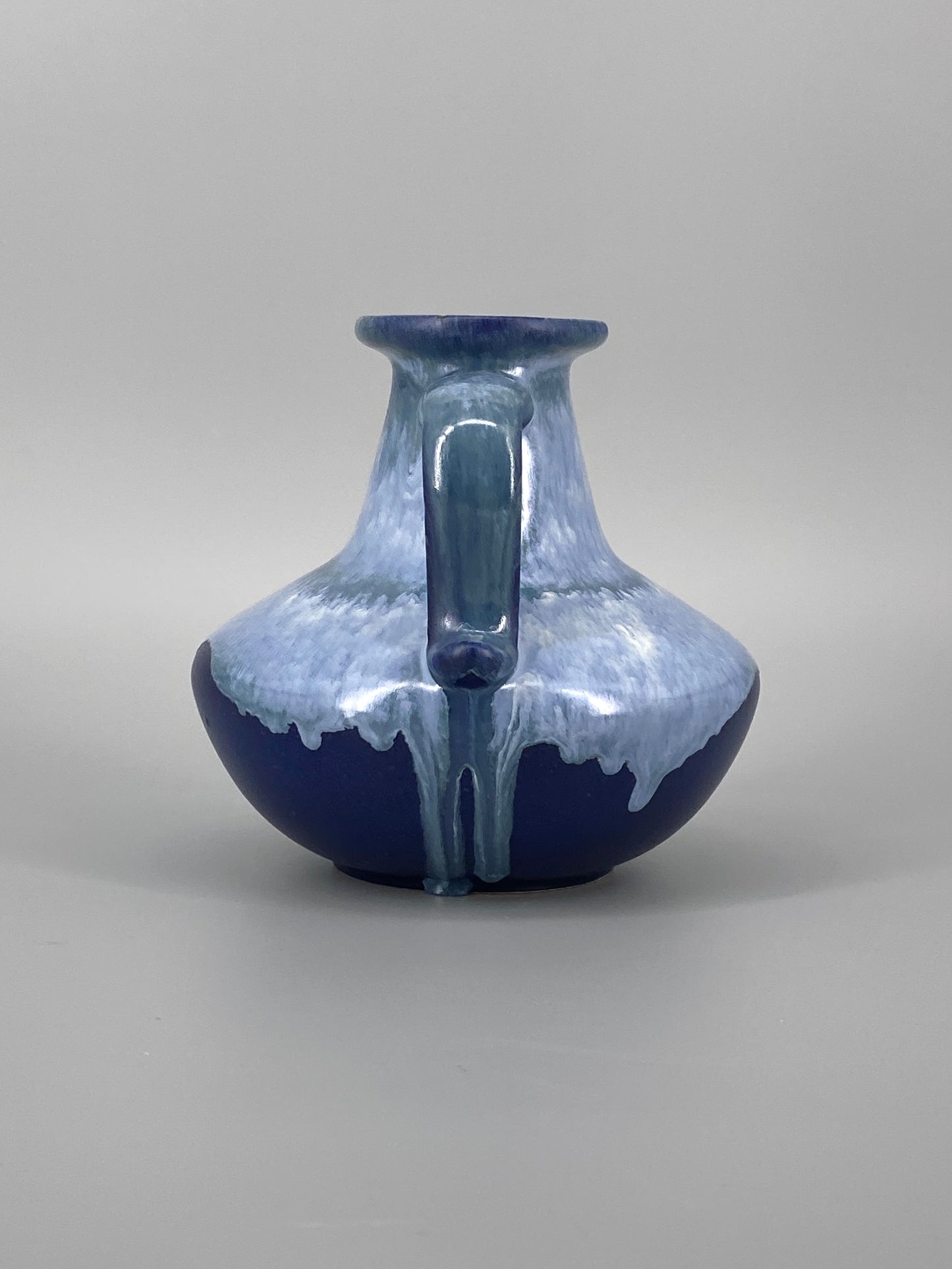 Blaue Vase mit Fat Lava Glasur, mit Henkel, West-Deutschland, 1970er
