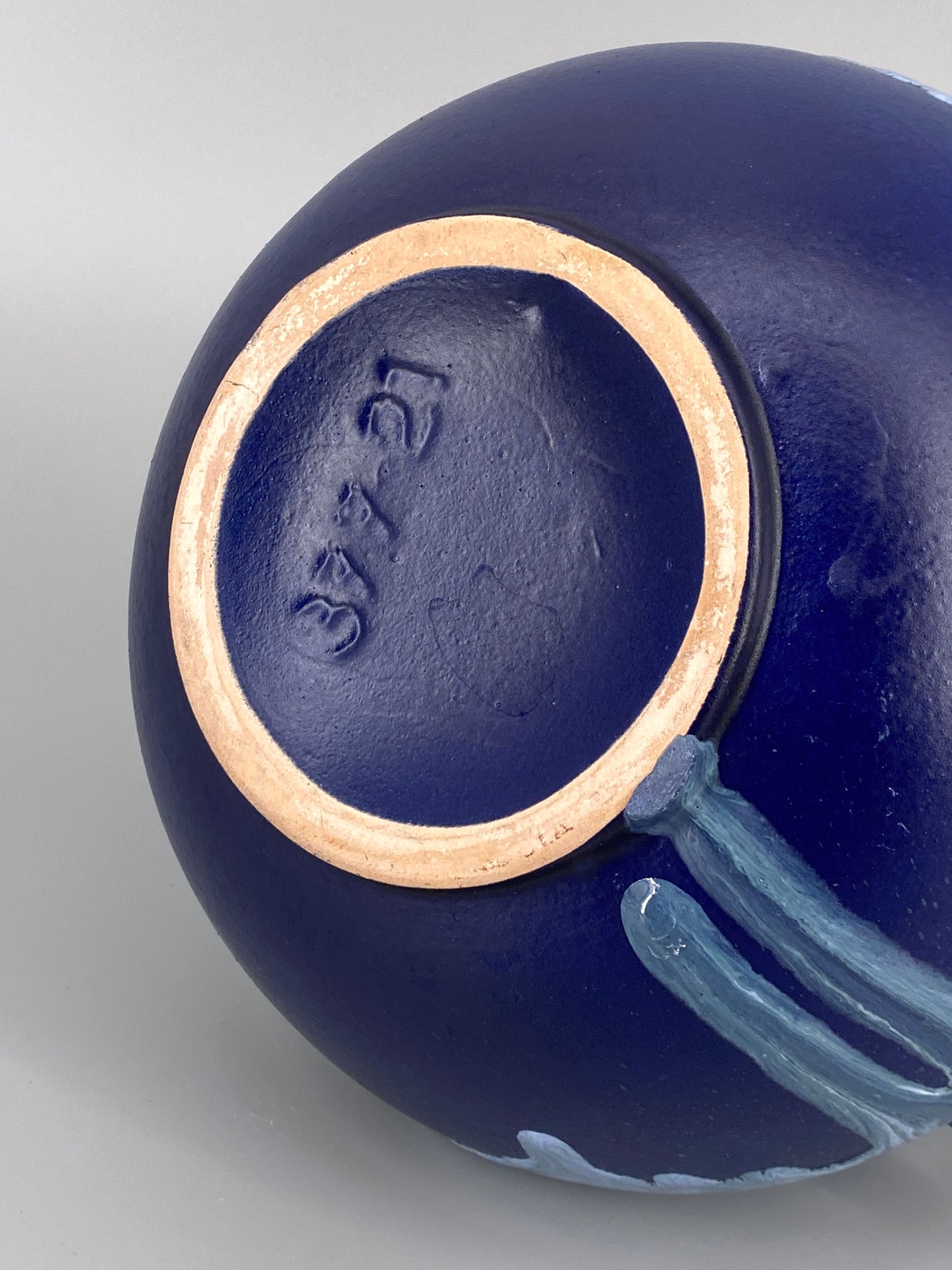 Blaue Vase mit Fat Lava Glasur, mit Henkel, West-Deutschland, 1970er