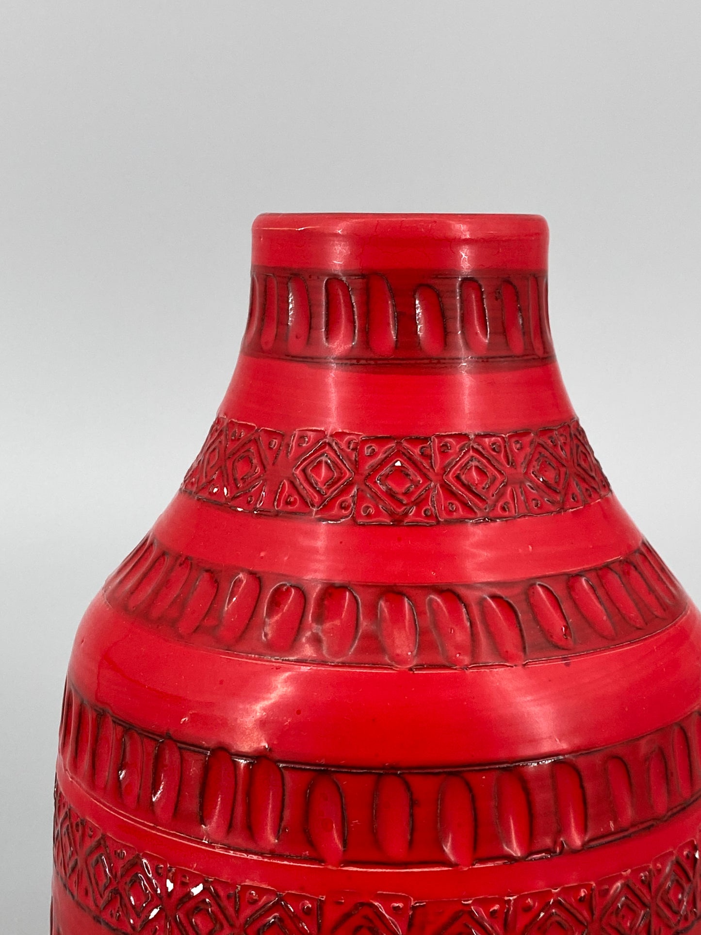 Vase Rimini Rosso von Aldo Londi für Bitossi, Italien, 1960er