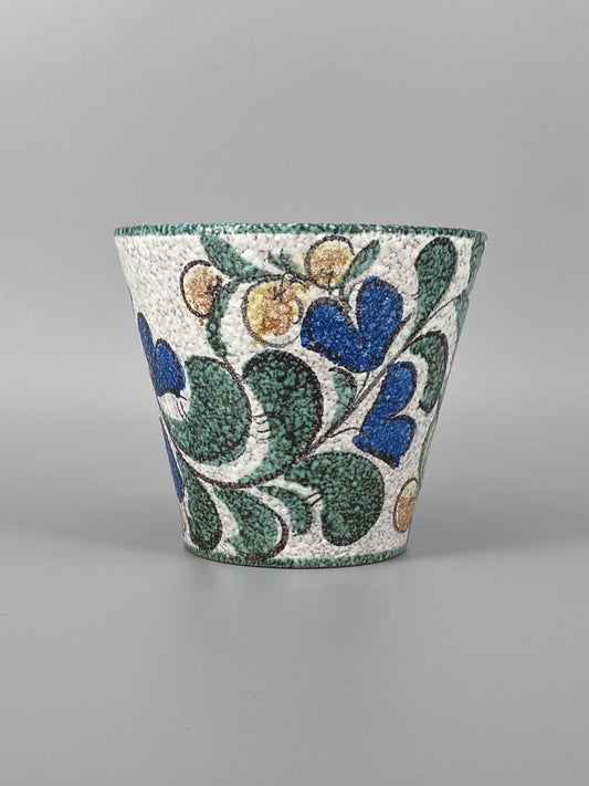 Blumentopf von Ruscha Keramik, handbemaltes florales Dekor, West-Deutschland, 1960er