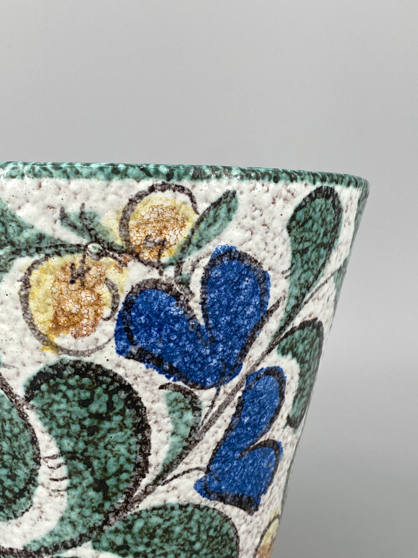 Blumentopf von Ruscha Keramik, handbemaltes florales Dekor, West-Deutschland, 1960er