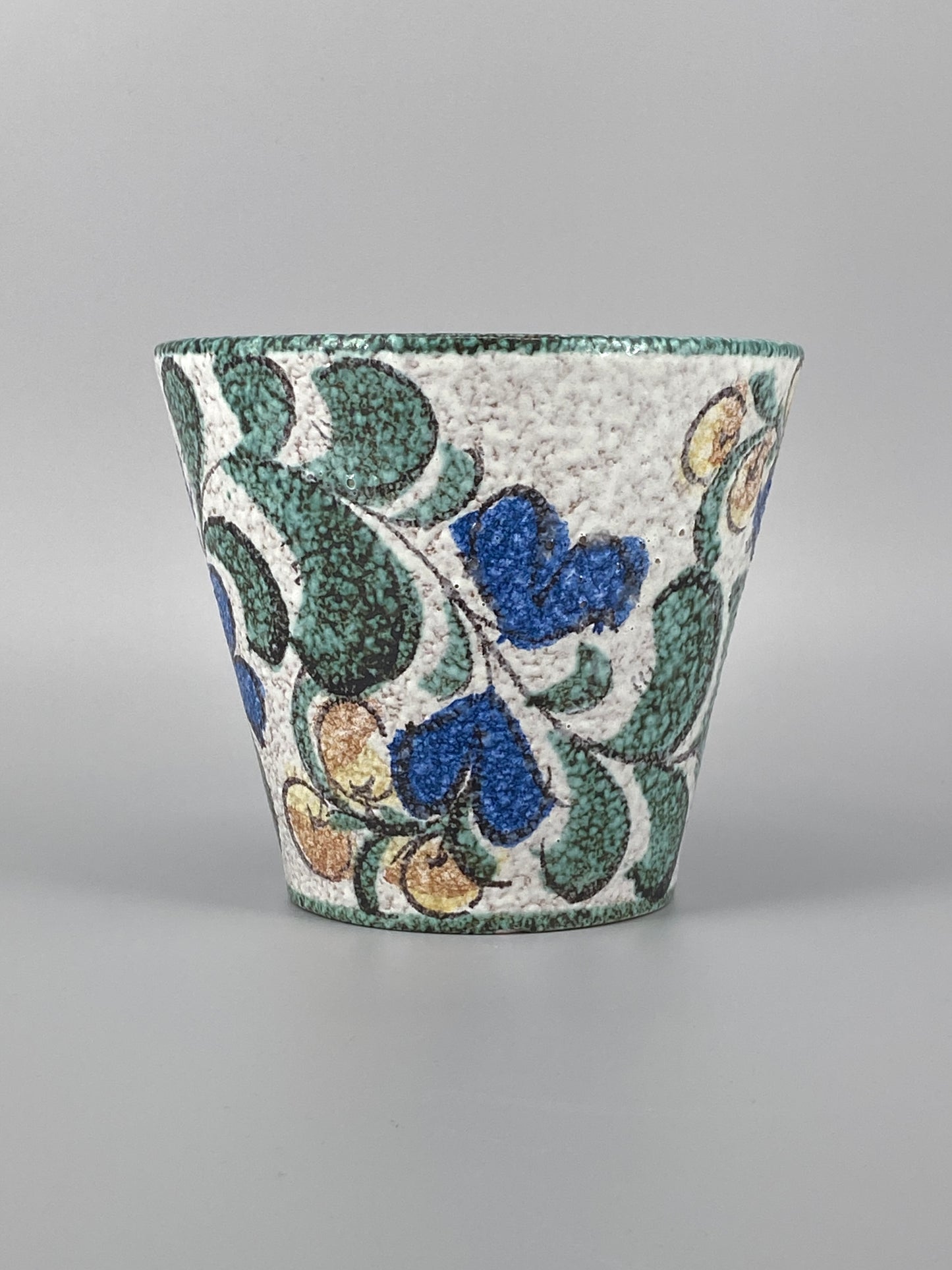 Blumentopf von Ruscha Keramik, handbemaltes florales Dekor, West-Deutschland, 1960er