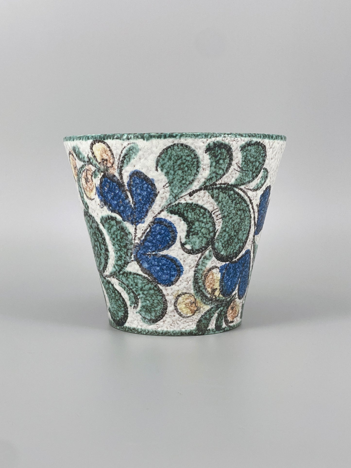 Blumentopf von Ruscha Keramik, handbemaltes florales Dekor, West-Deutschland, 1960er