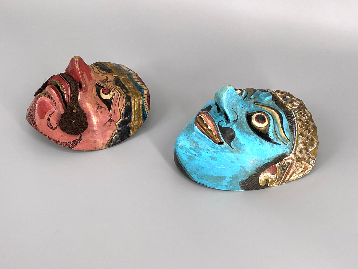 2 Wayang Topeng Handwerkskunst Masken, Indonesien, 20. Jhd.