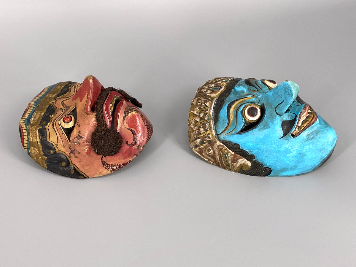 2 Wayang Topeng Handwerkskunst Masken, Indonesien, 20. Jhd.