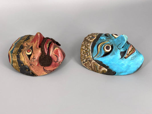 2 Wayang Topeng Handwerkskunst Masken, Indonesien, 20. Jhd.