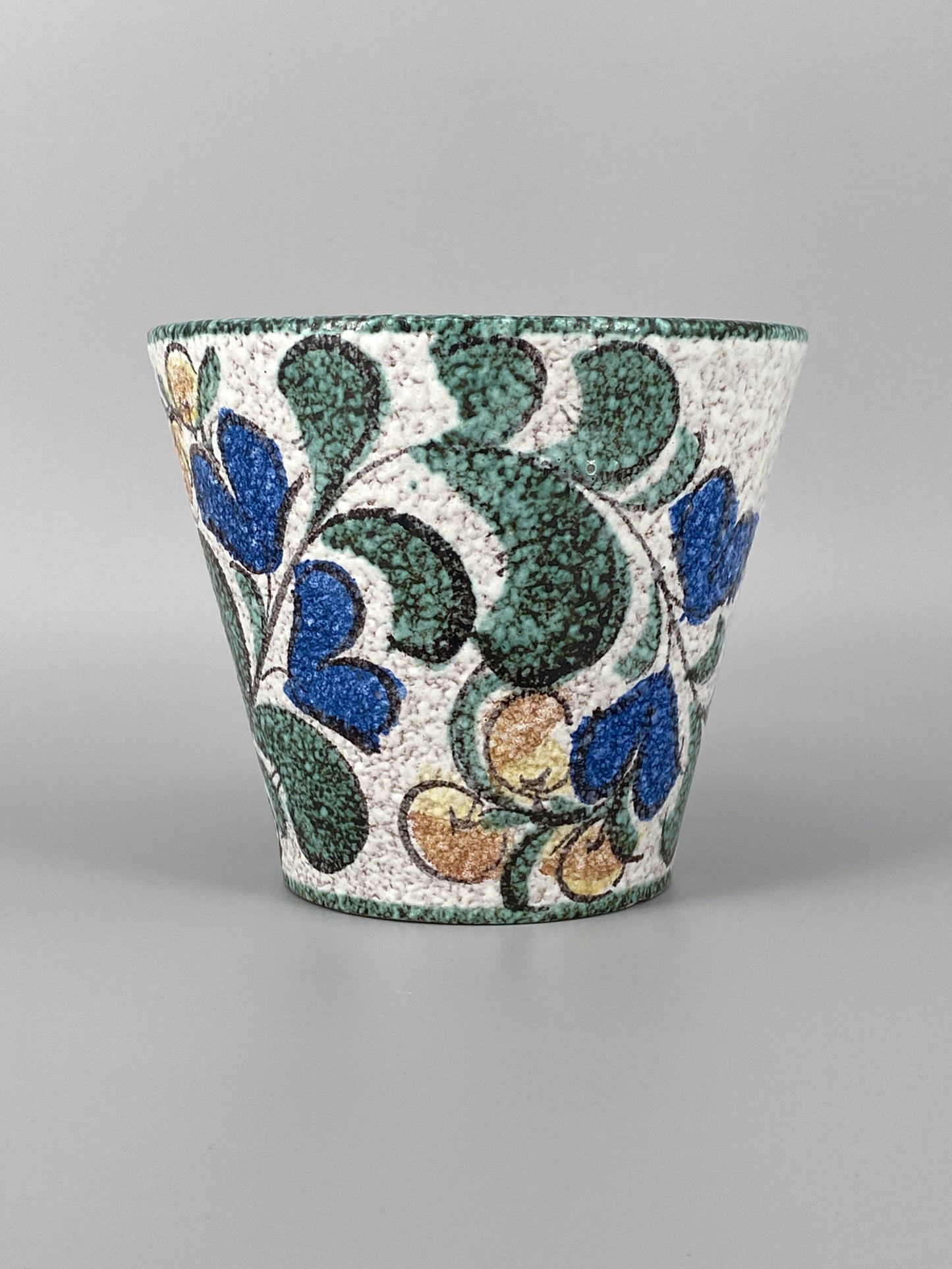 Blumentopf von Ruscha Keramik, handbemaltes florales Dekor, West-Deutschland, 1960er