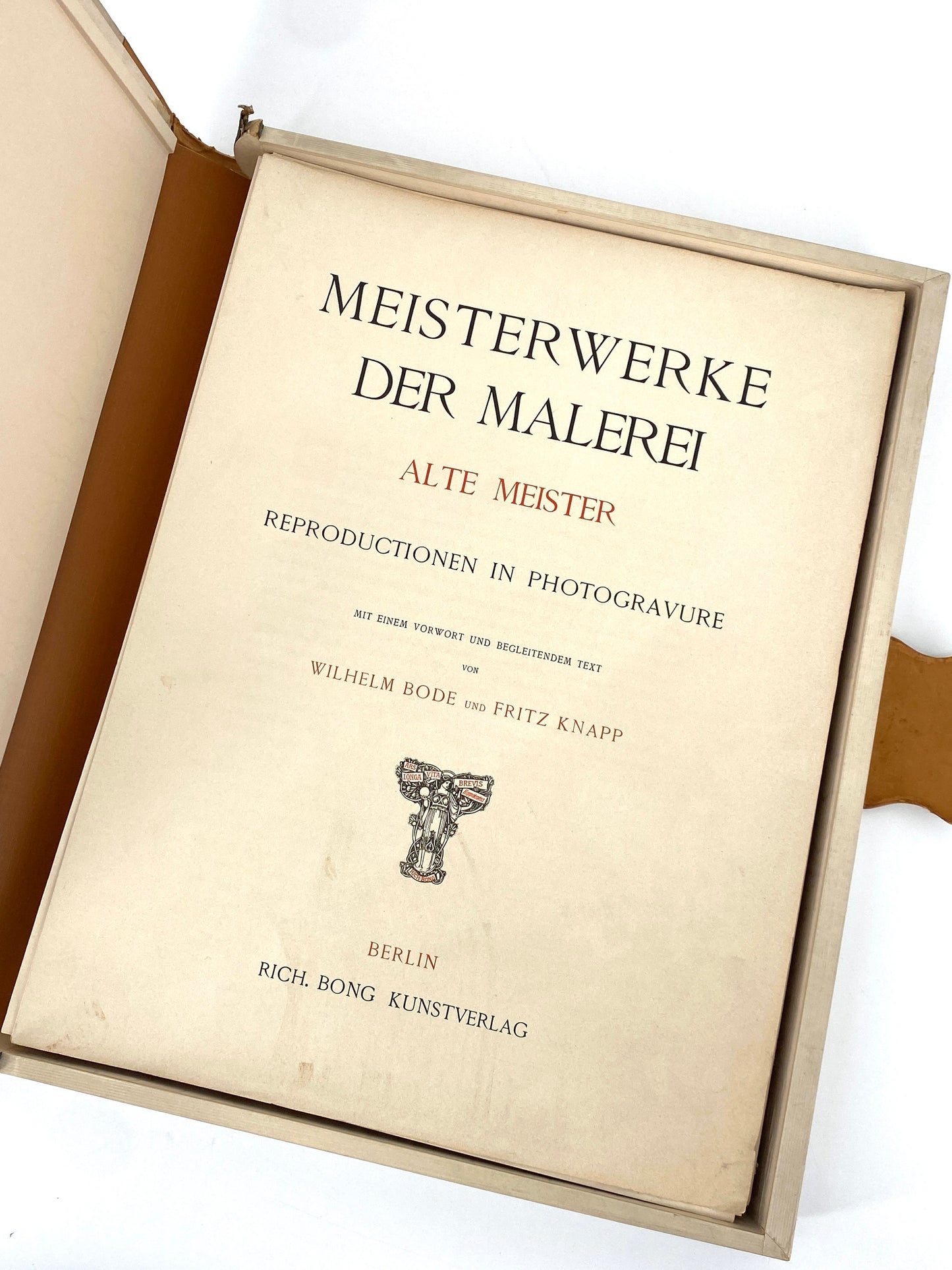 Mappen mit Grafiken in Halbledereinband des Jugendstils, Meisterwerke der Malerei, Alte Meister, Berlin ca. 1900