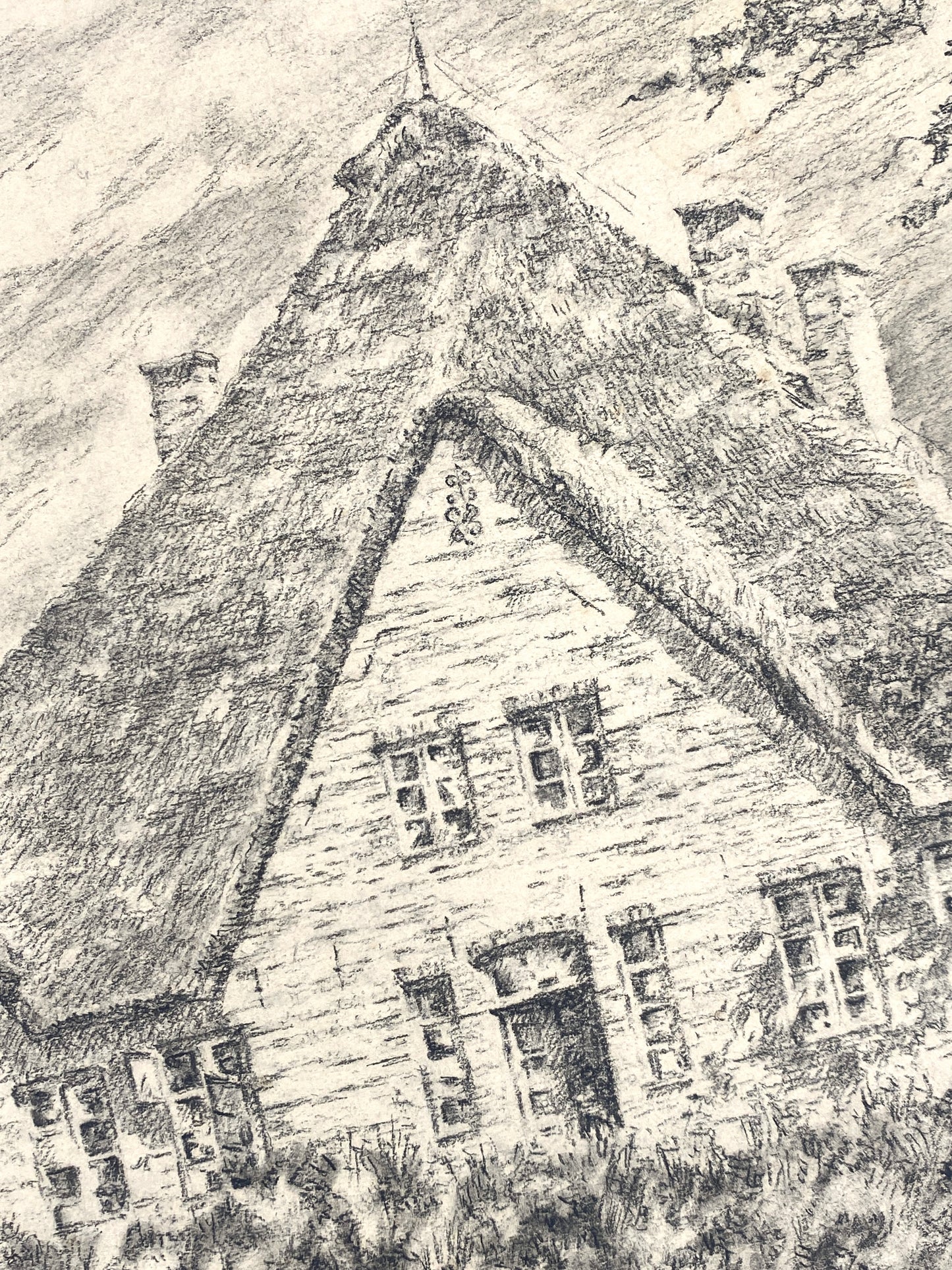 Bleistiftzeichnung "Hauberg Fedders, Koldenbüttel" von Hans Philippi, 1946