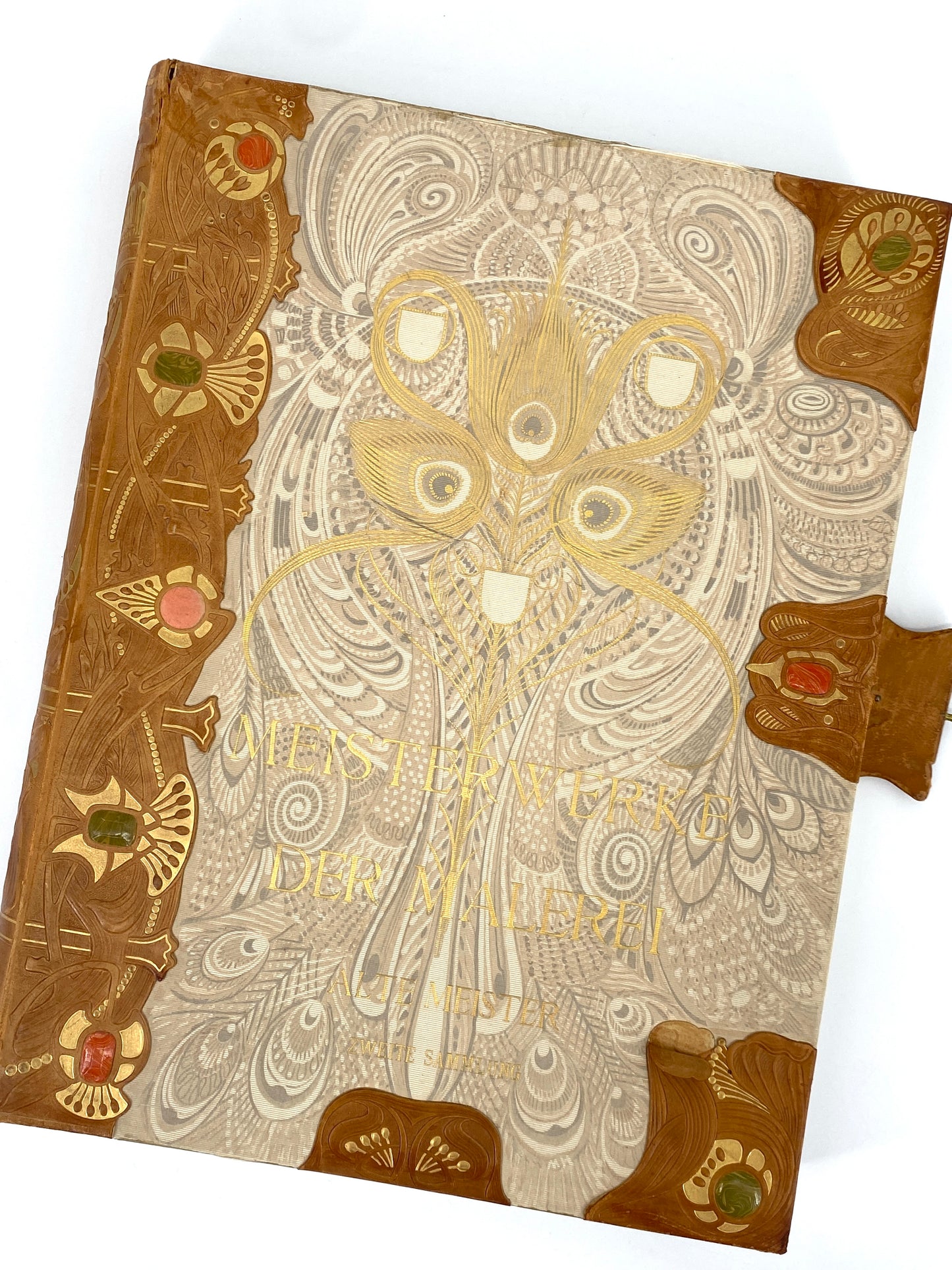 Mappen mit Grafiken in Halbledereinband des Jugendstils, Meisterwerke der Malerei, Alte Meister, Berlin ca. 1900