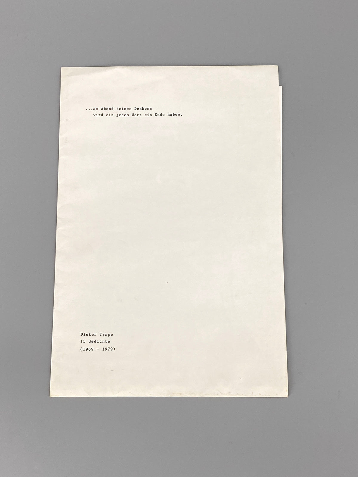 2 seltene Gedichtsammlungen von Dieter Tyspe, Berlin, 1970er