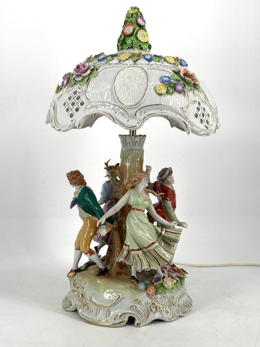 Tischlampe mit Lithophanien aus der Porzellanmanufaktur Plaue (Entwurf von Edmund Haase)