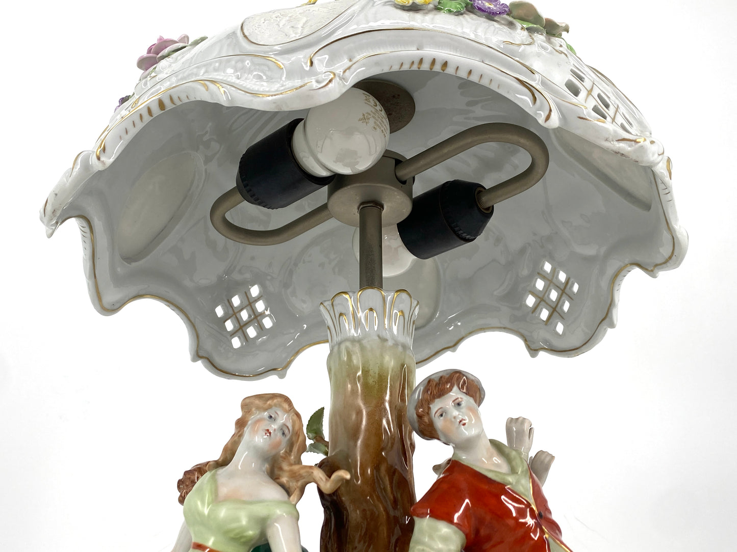 Tischlampe mit Lithophanien aus der Porzellanmanufaktur Plaue (Entwurf von Edmund Haase)