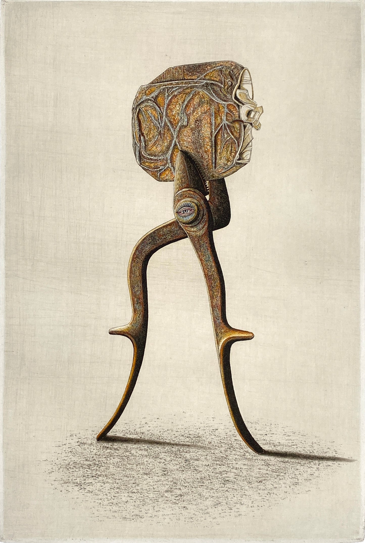 Signierte, surrelaistische Radierung "Der Typ vom Dualen System" von Werner Kimmerle, 1996