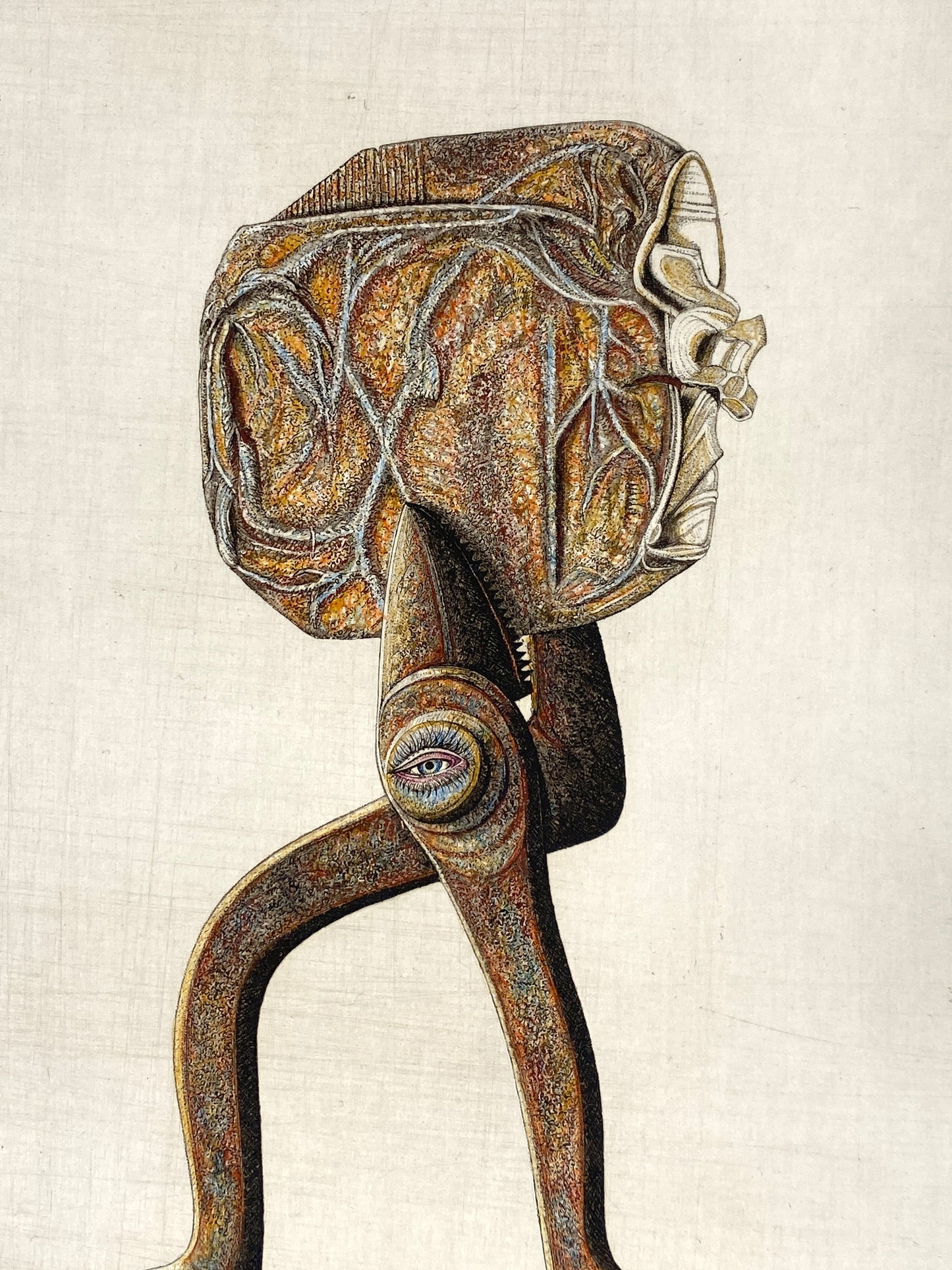 Signierte, surrelaistische Radierung "Der Typ vom Dualen System" von Werner Kimmerle, 1996
