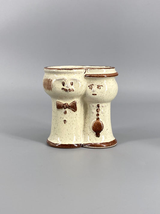 Doppelvase mit Gesichtern von VEB Haldensleben aus Keramik, DDR, 1960er