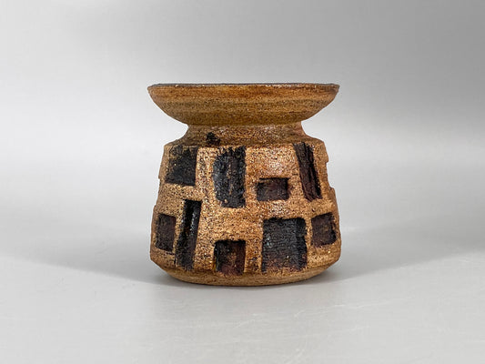 Mid Century Studiokeramik Vase mit geometrischem Relief, 1960er